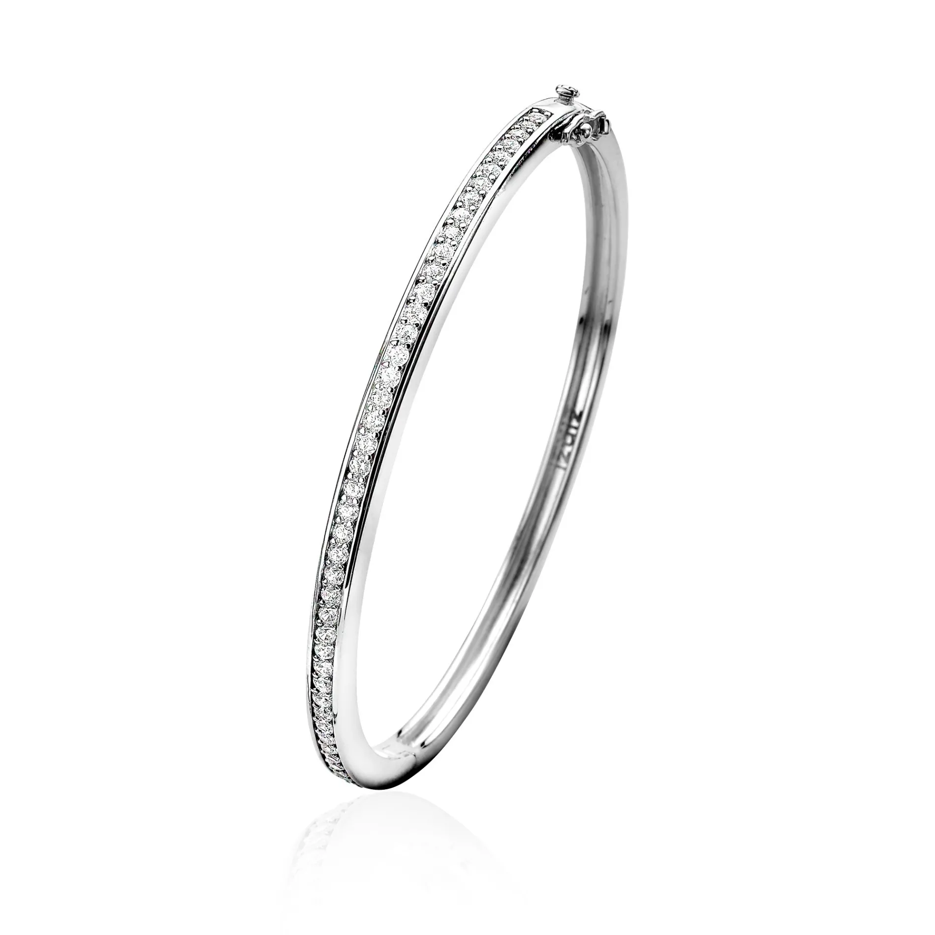 ZINZI zilveren bangle armband wit 3,5mm breed 60mm diameter ZIA1240