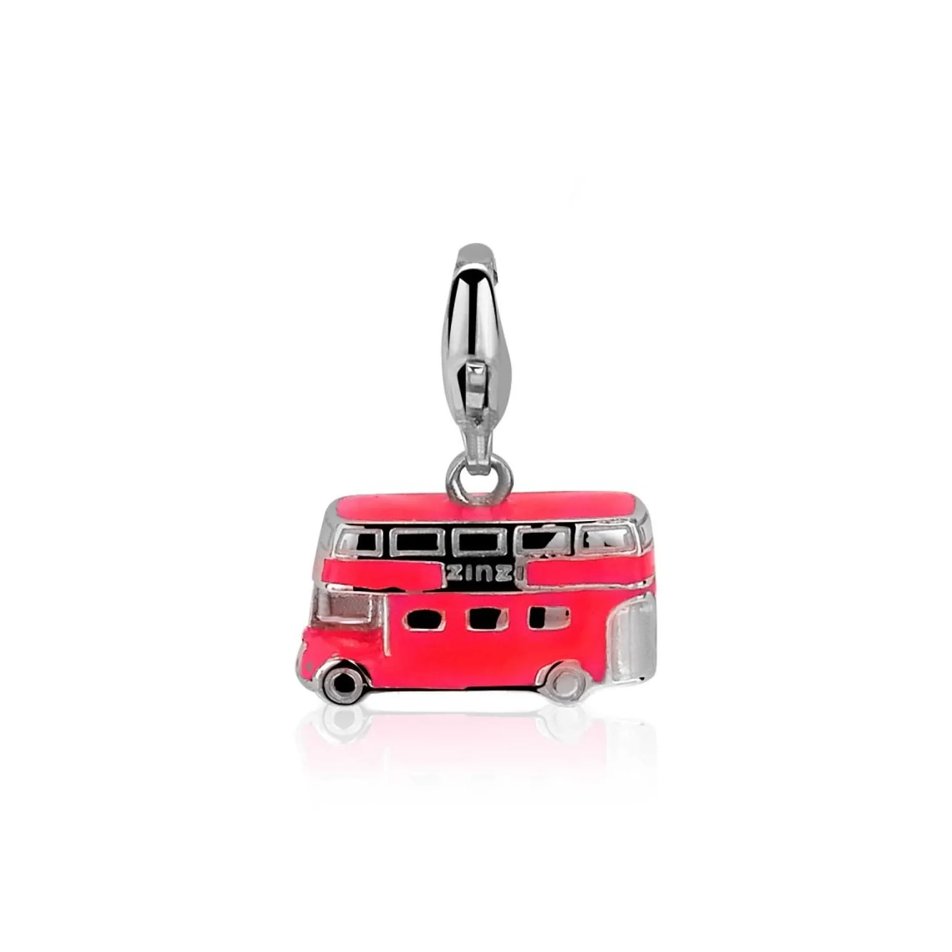 Zinzi zilveren bedel dubbeldekker rood CHARMS323