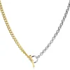 Zinzi zilveren bicolor ketting met trendy jasseron en gold plated gourmet schakels, met kapittel-sluiting 42-45cm ZIC2387