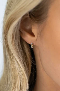 ZINZI zilveren bicolor oorstekers (8mm) met drie bolletjes onder elkaar ZIO2393