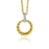 ZINZI zilveren bicolor ronde hanger 15mm gedraaid motief, hangoog bezet met witte zirconia's ZIH2403Y (zonder collier)