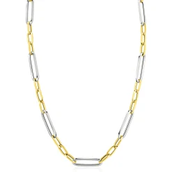 ZINZI zilveren bicolor schakelketting 45cm met ovale schakels 7mm breed ZIC2752