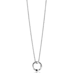 ZINZI zilveren bolletjes ketting met gladde hanger in ronde organische vorm 45-48cm ZIC2611