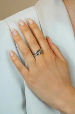 ZINZI zilveren brede cross-over ring glad wit ZIR1790