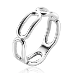 ZINZI zilveren brede ring met grote ovale schakels 6mm breed ZIR2567