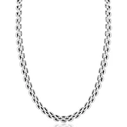 ZINZI zilveren brede rolex-style schakel-collier 8mm breed 43cm ZIC2764
