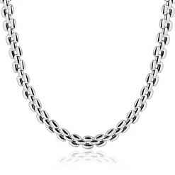 ZINZI zilveren brede rolex-style schakel-collier 8mm breed 43cm ZIC2764