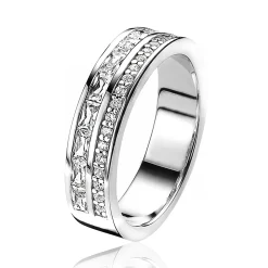ZINZI zilveren chique ring bezet met verschillende vormen witte zirconia's ZIR2118