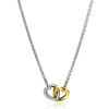 ZINZI zilveren collier bicolor schakel met twee harten verbonden 42-45cm ZIC2276