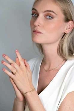 ZINZI zilveren collier extra 14K geel verguld paperclip schakel met witte ronde zirconia's 42-45cm ZIC2264G