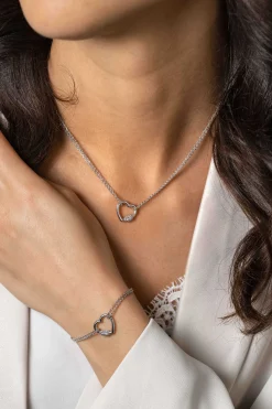 ZINZI zilveren dubbele schakel armband met luxe hart witte zirconia's 17-20cm ZIA2507