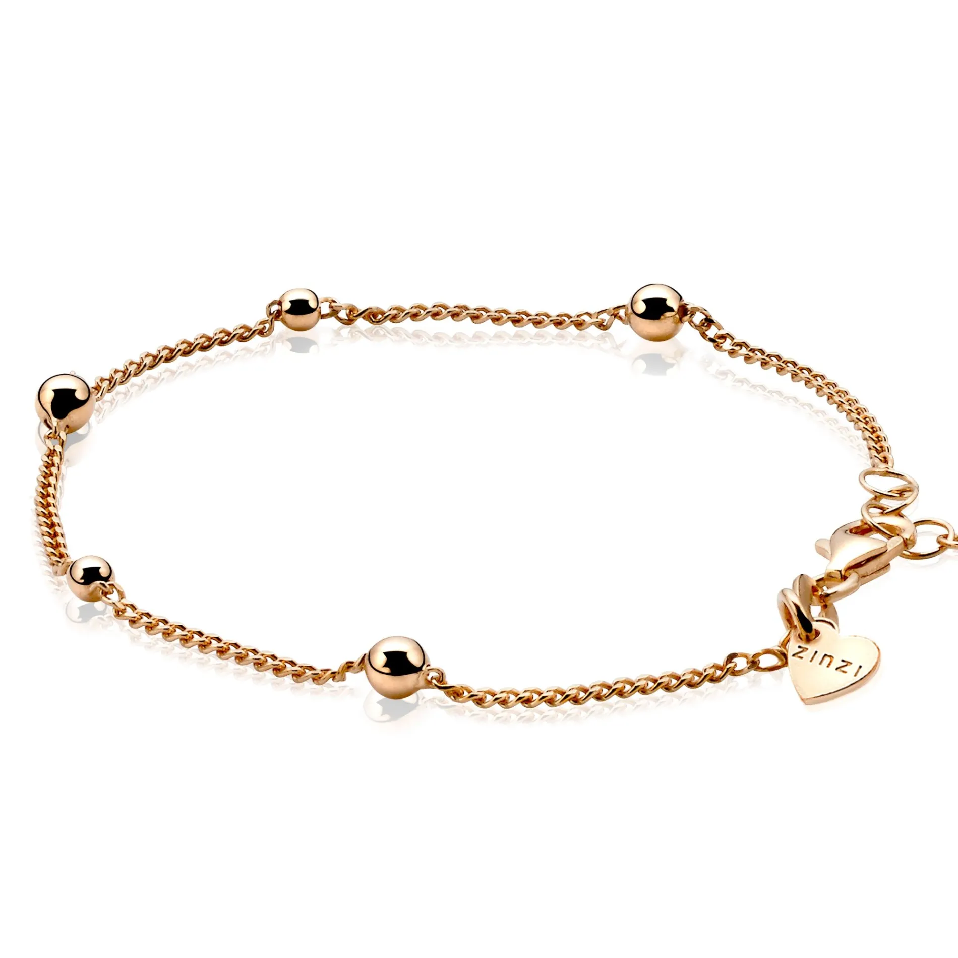 ZINZI zilveren fantasie armband rosé verguld 17-20 cm ZIA987R