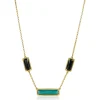 ZINZI zilveren fantasie collier 14K geel verguld met grote rechthoekige kleurstenen groen/zwart 42-45cm ZIC2112
