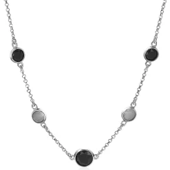 ZINZI zilveren fantasie collier met zwarte grijze kleurstenen 45cm ZIC1937