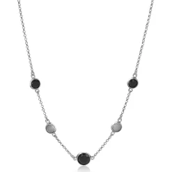 ZINZI zilveren fantasie collier met zwarte grijze kleurstenen 45cm ZIC1937