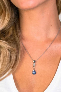 ZINZI zilveren fantasie hanger druppel blauw wit ZIH1467 (zonder collier)