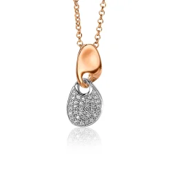 ZINZI zilveren fantasie hanger rosé verguld paletvorm witte zirconia's ZIH1955 (zonder collier)