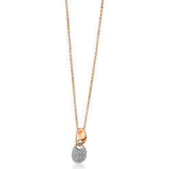 ZINZI zilveren fantasie hanger rosé verguld paletvorm witte zirconia's ZIH1955 (zonder collier)