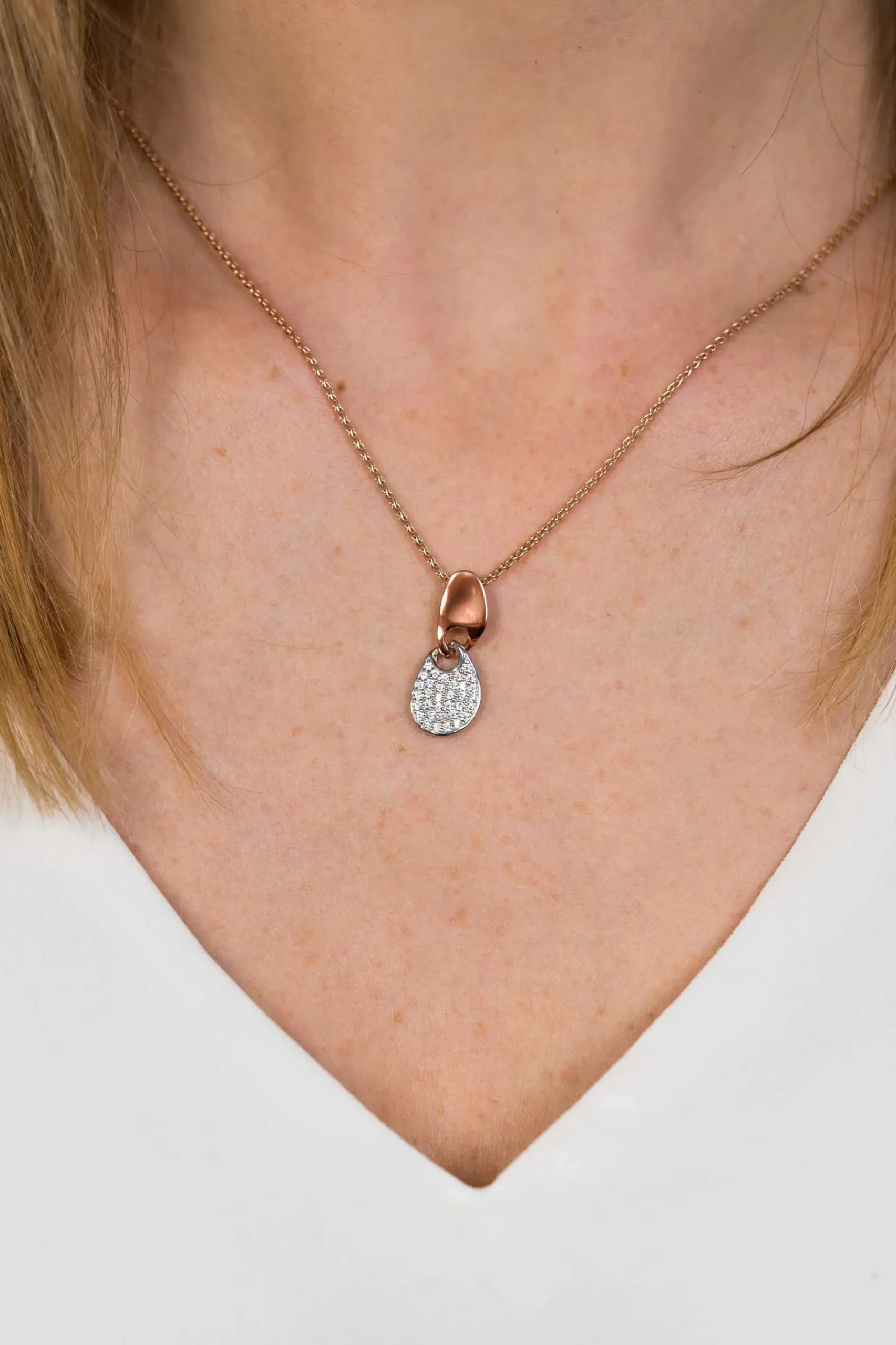 ZINZI zilveren fantasie hanger rosé verguld paletvorm witte zirconia's ZIH1955 (zonder collier)