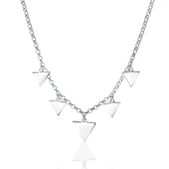 ZINZI zilveren fantasie ketting met 5 bungelende driehoekvormen 45cm ZIC1555
