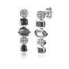 ZINZI zilveren fantasie oorsieraden 25mm met witte zirconia's en grijs zwarte kleurstenen ZIO1944