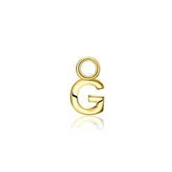 ZINZI zilveren geelvergulde letter oorbedel G per stuk geprijsd ZICH2145G. (zonder oorringen).