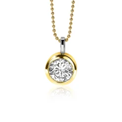 ZINZI zilveren geelvergulde hanger 17mm rond witte zirconia ZIH2 (zonder collier)