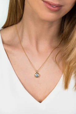 ZINZI zilveren geelvergulde hanger 17mm rond witte zirconia ZIH2 (zonder collier)