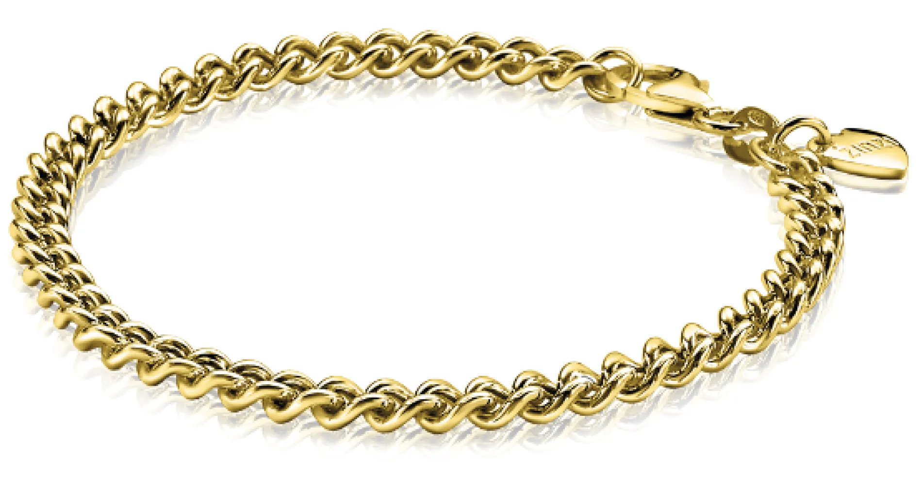 ZINZI zilveren geelvergulde gourmet armband 4,5mm breed 18,5cm ZIA1414G