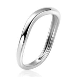 ZINZI zilveren gladde ring organisch gevormd (3mm breed) ZIR2656