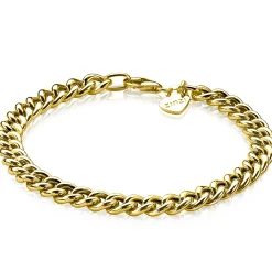 ZINZI zilveren gourmet armband geel verguld 6,5mm breed 19cm ZIA1056G