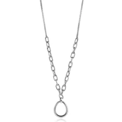 ZINZI zilveren gourmet collier met grotere ovale schakels en grote ovale hanger 40-45cm ZIC2481