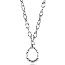 ZINZI zilveren gourmet collier met grotere ovale schakels en grote ovale hanger 40-45cm ZIC2481