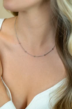 ZINZI zilveren gourmet ketting met vijf bolletjes 42–45cm ZIC2714