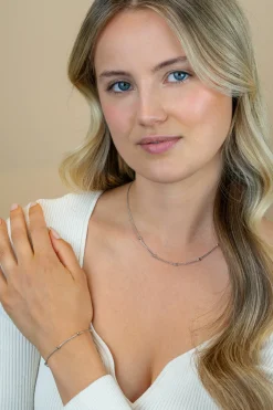 ZINZI zilveren gourmet ketting met vijf bolletjes 42–45cm ZIC2714