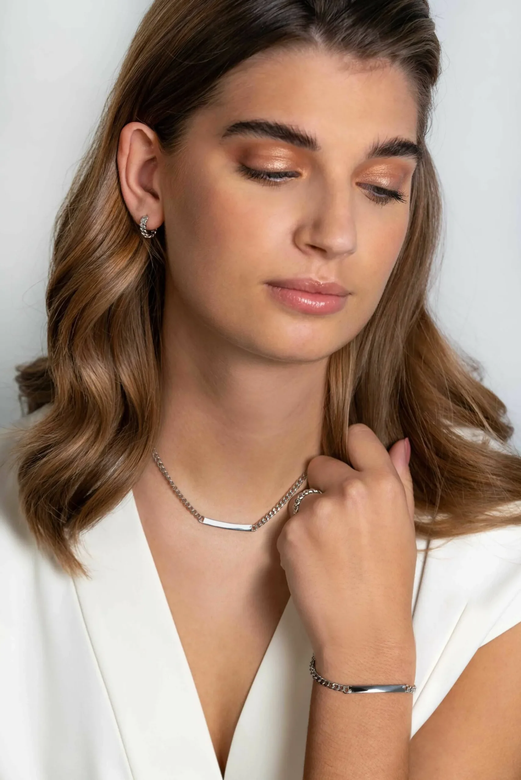 ZINZI zilveren gourmet ketting 4mm breed met plaat 18-21cm ZIC2271