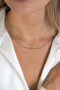 ZINZI zilveren gourmet ketting 45cm met staafjes 1,6mm breed ZIC2366