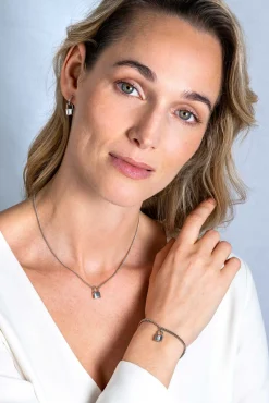 ZINZI zilveren gourmet ketting 45cm met trendy slotje als bedel 40-45cm ZIC2354