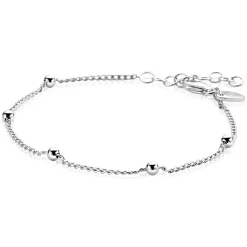 ZINZI zilveren gourmet schakelarmband met vijf glanzende bolletjes (3mm breed) ZIA2714