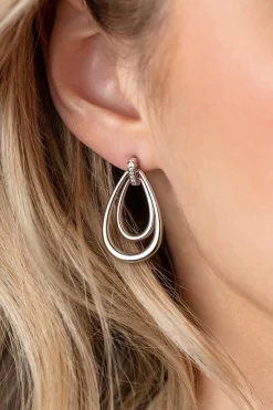 ZINZI zilveren grote ovale oorstekers 28mm waarbij de top bezet is met witte zirconia's ZIO2489