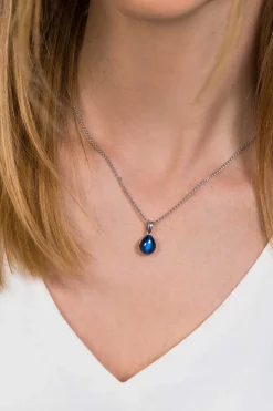 ZINZI zilveren hanger blauw peervorm 20mm ZIH1934B (zonder collier)
