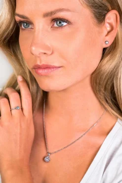 ZINZI zilveren hanger bloem wit ZIH1601 (zonder collier)