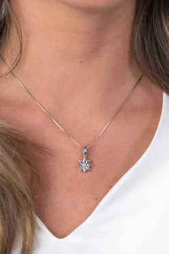 ZINZI zilveren hanger bloem wit ZIH1888 (zonder collier)