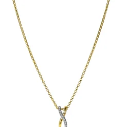 ZINZI zilveren hanger cross-over bicolor met witte zirconia's 15mm ZIH2234 (zonder collier)