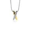 ZINZI zilveren hanger cross-over bicolor met witte zirconia's 18mm ZIH2240 (zonder collier)