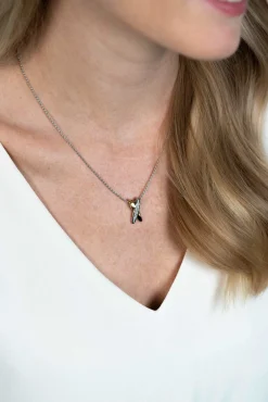 ZINZI zilveren hanger cross-over bicolor met witte zirconia's 18mm ZIH2240 (zonder collier)