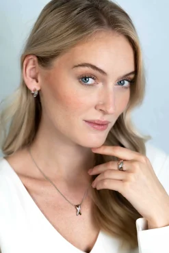 ZINZI zilveren hanger cross-over bicolor met witte zirconia's 18mm ZIH2240 (zonder collier)