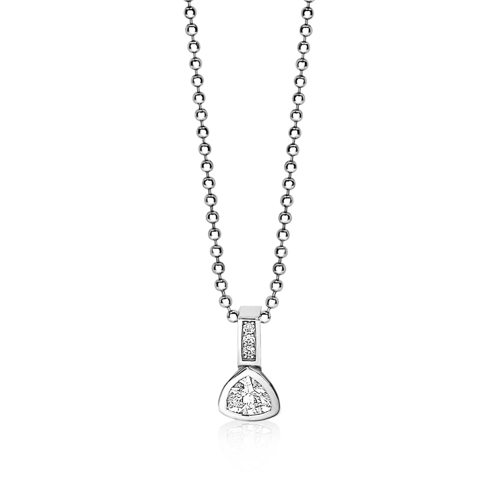 ZINZI zilveren hanger driehoek wit ZIH1663 (zonder collier)