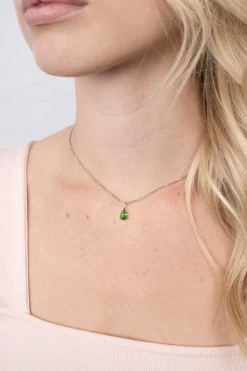 ZINZI zilveren hanger druppelvorm groen ZIH2070GR