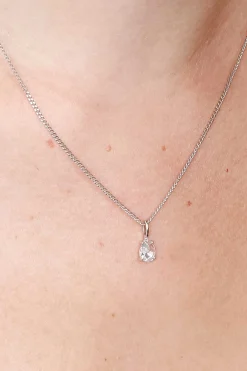 ZINZI zilveren hanger druppelvorm wit ZIH2070 (zonder collier)